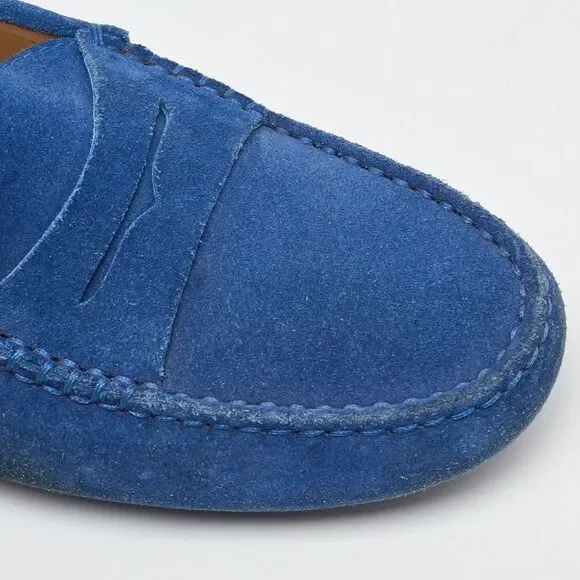Tod's Blue Suede Slip On Loafers Size 37.5 Shoes